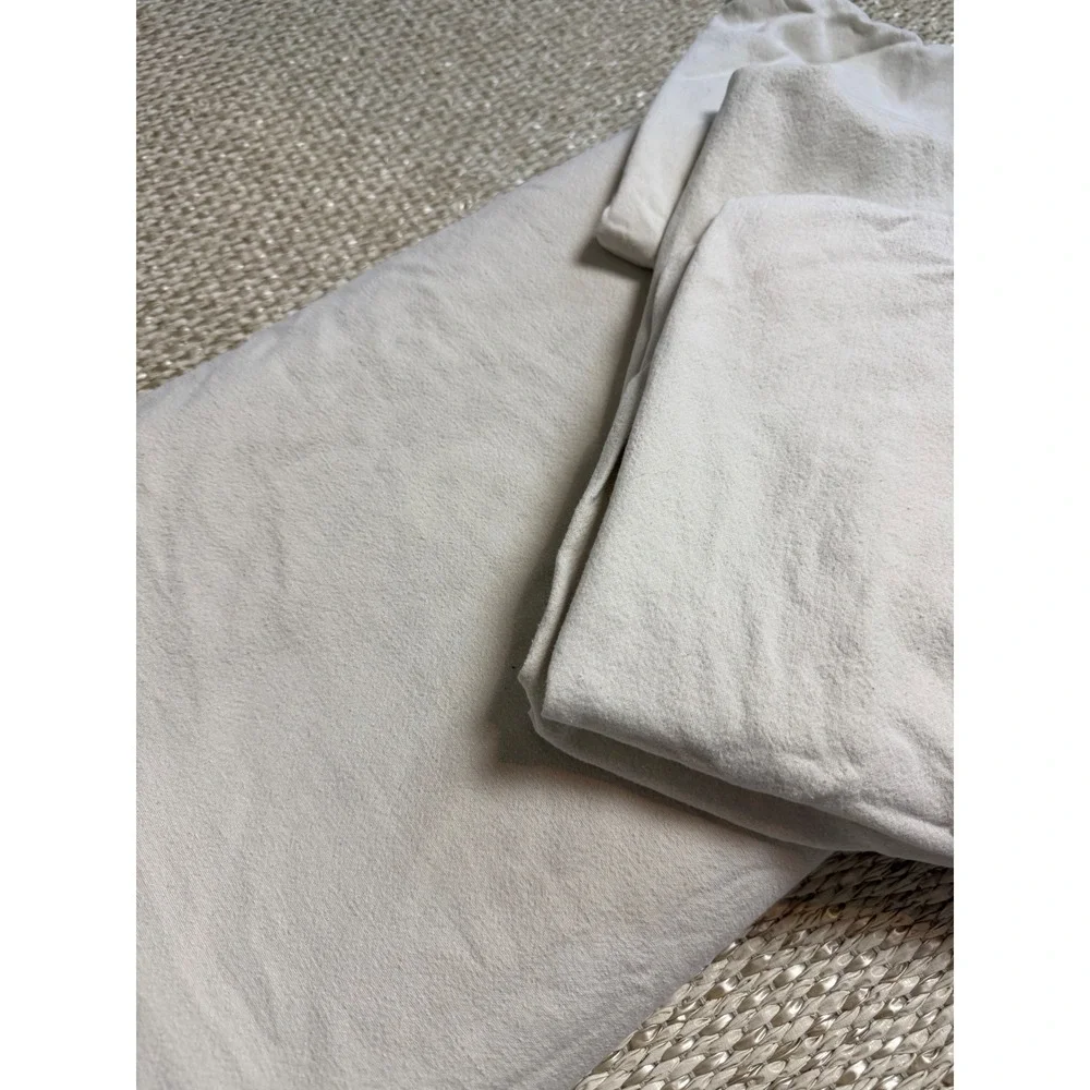 Garnet Hill 100% Cotton Flannel Sheet Set Germany Cream 4 Piece Queen flat cases